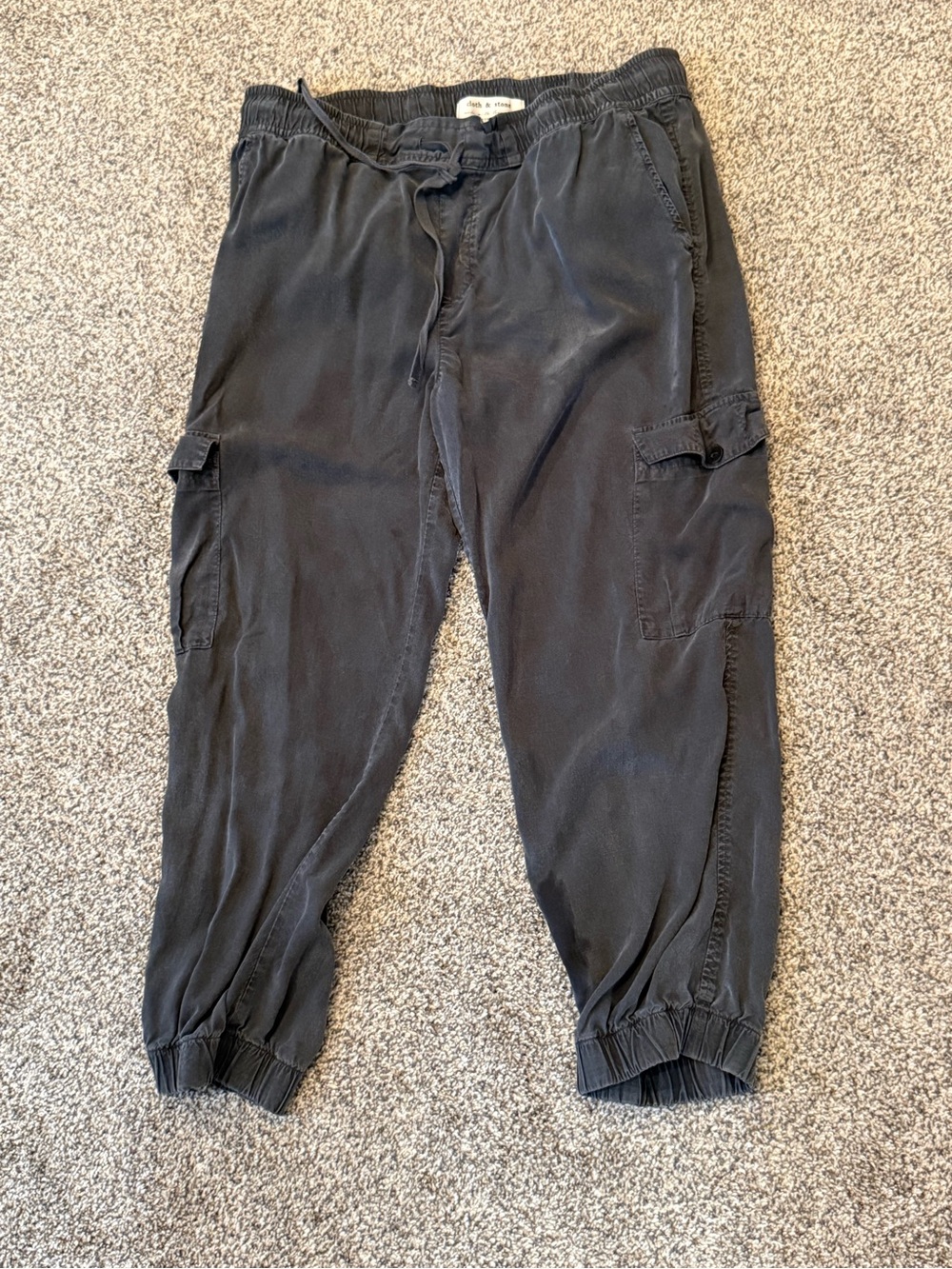 Anthropologie Black Cropped Cargo Jogger Pants